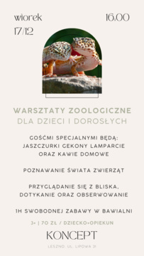 Koncept animacyjny - warsztaty zoologiczne dla dzieci i dorosłych