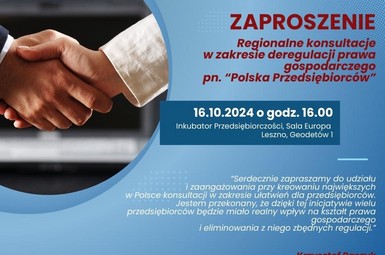 Regionalne konsultacje w zakresie deregulacji prawa gospodarczego pn. 